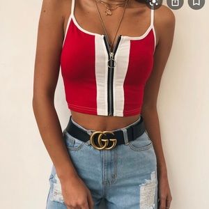 Tigermist zip crop top